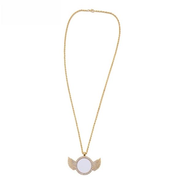 Jewelry Experience Pendant Necklace Sublimation Blank Rhinestones Wing Necklace
