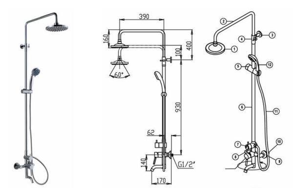 Automatic Shower Mixer Brass Bathroom Sink Faucets , Chrome Wall Mounted Faucets