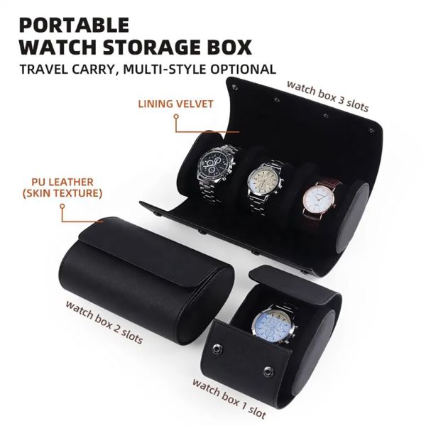 Travel Leather Caja Para Reloj Luxury Portable Watch Box Packaging Watch Roll Case