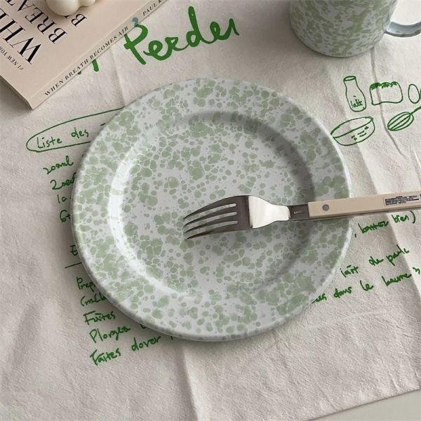 Splash Ink Style Enamel Food Service Dish Plate 18cm 20cm 22cm 24cm 27cm Custom Color