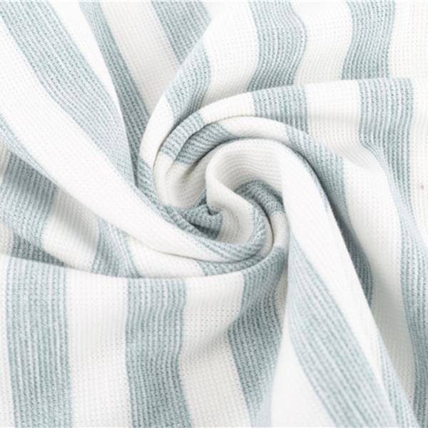 Multi Colored Striped Cotton Material , Breathable 160gsm Cotton T Shirt Fabric