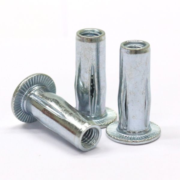 Slotted Body Lantern Expanding Rivet Nuts Yellow Zinc Plating Finish