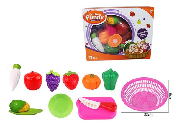 12 Pcs Pretend Role Play Children's Play Toys for Kitchen Fruit Vegetable Cutting