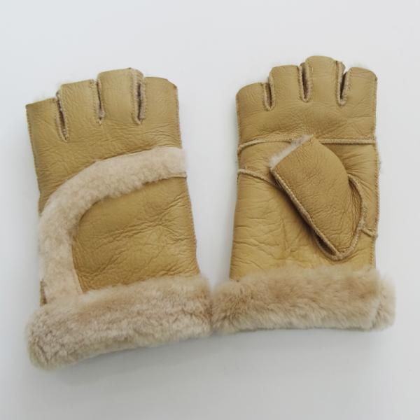 Manufacturer customized double face lamb fur fingerless gloves
