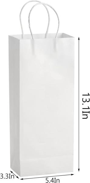 White Paper Wrapping Bags Wine Bags With Handles Bulk Paper Gift Bags Kraft Bags Retail Bags Party Bags