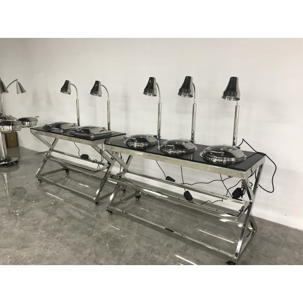 Прочный мобильный шведский стол помещает 3 мини лампы жары подвига 3 ссаживая блюд установленной в таблицу банкета гранита