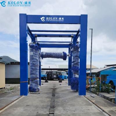 KOLON Drive Through Emergency Stop Button Equipped 3brushes Bus Wash Machine With PLC Control 267L Water Consumption
