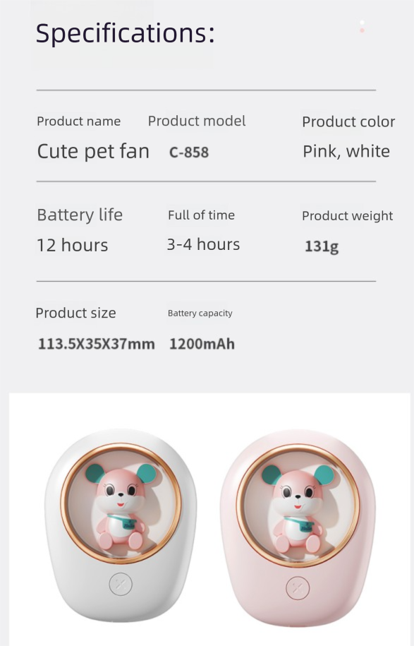 High Capacity Battery Hanging Neck Fan With Humidify Function And USB Powered