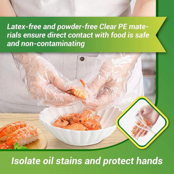 100pcs Box Disposable Protection Gloves Food Kitchen Hdpe Plastic Transparent Cooking Pe For Restaurant Home
