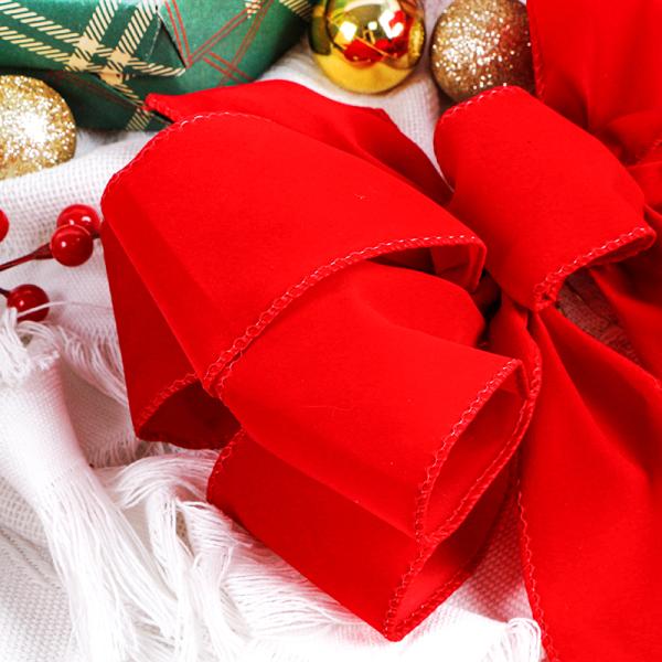 Добавьте элегантность к вашему рождественскому декору с лентами MSD Красный бархатный рождественский ленточный лук