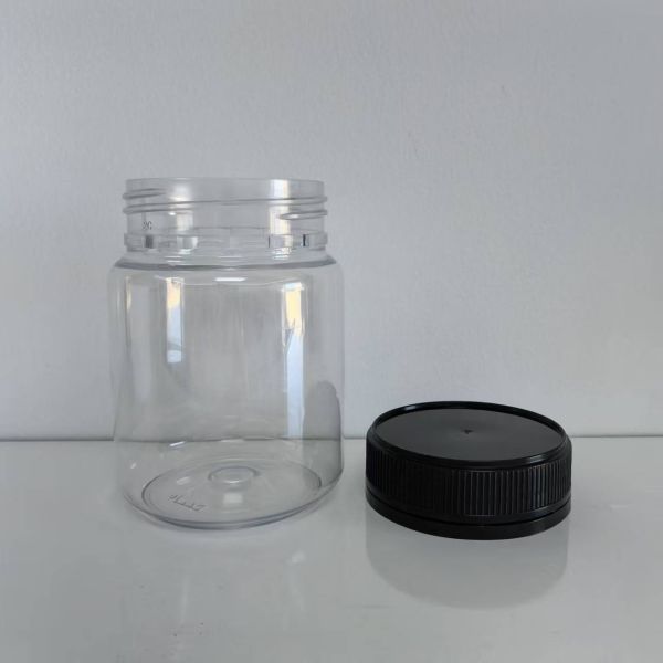 Silk Screen Printing 200ml 250ml Round PET Plastic Bottle with Black Anti Theft Screw Cap Ideal Food Packaging Container