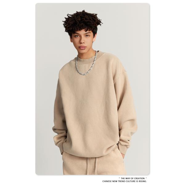 Oversized Crewneck Sweatshirt Womens Unisex Plain Embroidery Printing Acid Wash Blank 100% Cotton