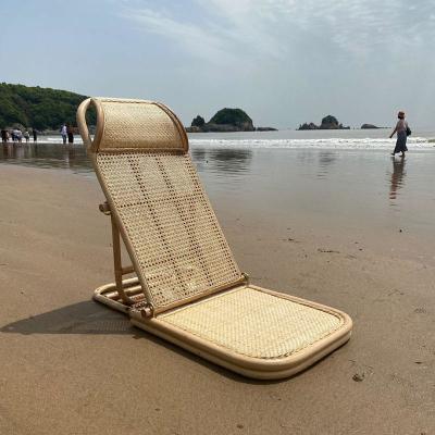 Wholesale Oem Outdoor Picnic Folding Adjustable Camping Lounger Boho Low Rattan Floor Beach Chair Portable