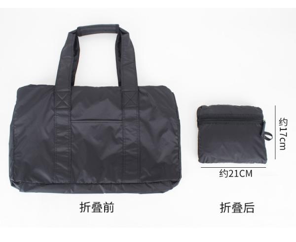 Black Portable Foldable Travel Bag Large Volume Thermal Transfer Printing