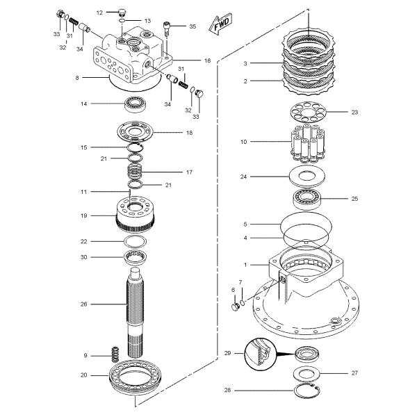 Части мотора качания M2X210 Кавасаки для наборов экскаватора EX300-3SM EX300-5SM ZAX270SM SK300-6SM