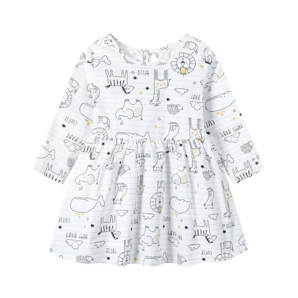 Spring Children's Clothing Girls Long Sleeve Dress Print Princess Dress