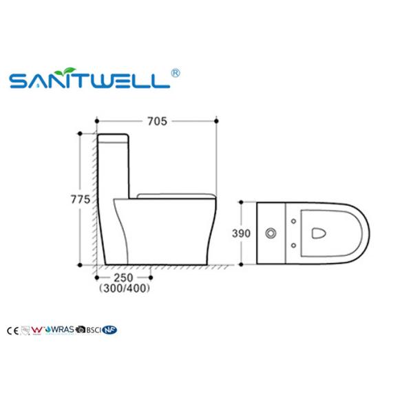 El tanque de agua de una pieza talla 3L/6L del retrete 705*390*775 milímetro de Siphonic de la muchacha