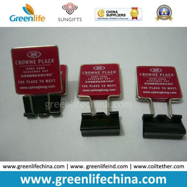 Custom Green Plastic Panel Advertismental Black Binder Office Paper Clip w/Company Logo Printing