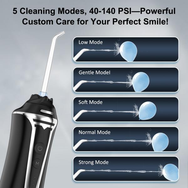 Portable Water Flosser Rechargeable Travel Irrigator Water Tank Irrigator Portable Oral Cleaning 5 Mode Dental Flosser