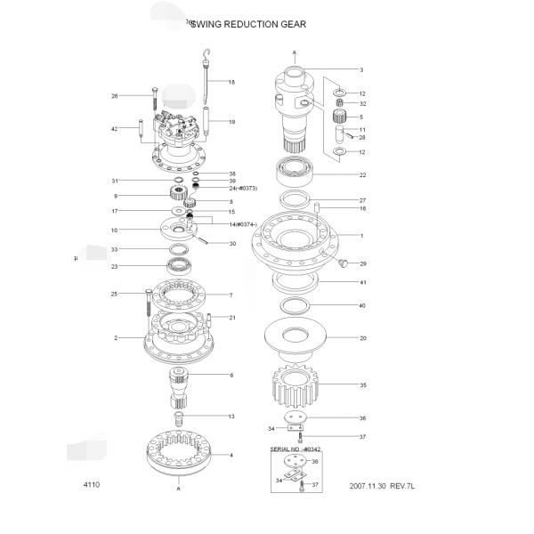 OEM Swing Motor Parts Hyundai R290LC-7 R305LC-7 XKAQ-00328 Gear Shaft