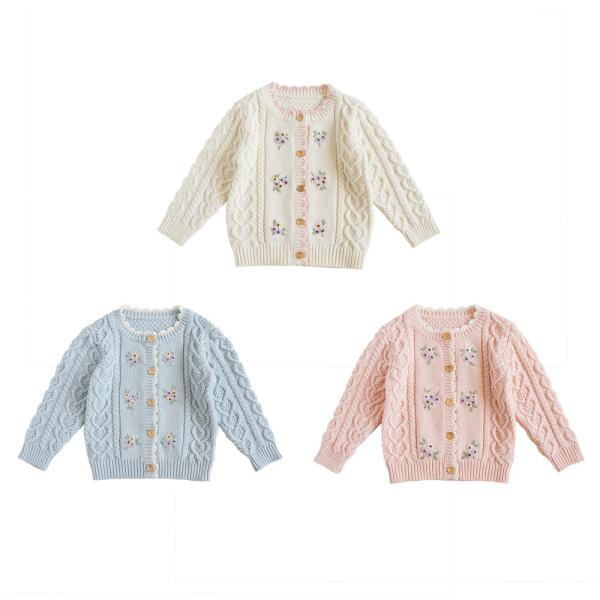 2023 spring and autumn hot sale sweet and lovely solid girls knitted sweater cardigans