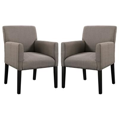 Farmhouse Gray Accent Chair With Arms , Modern Fabric Dining Chairs Upholstered