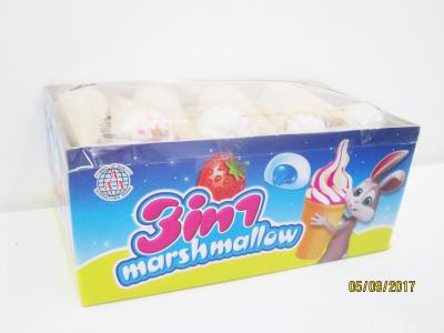 O gelado dá forma ao marshmallow branco/marshmallows gourmet no cone de gelado friável