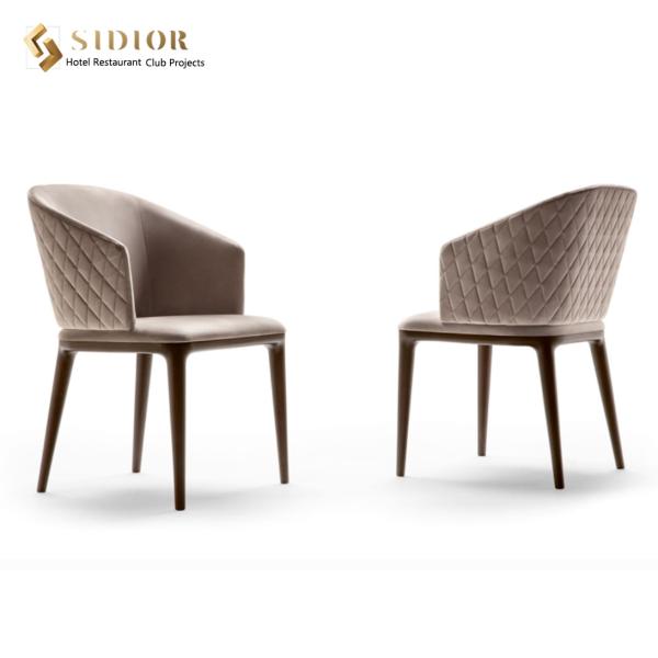Restaurant Dinning Chair, Hotel Dinning Chair, Lobby Chair, PU Leather Upholstery, Solid Wood Legs