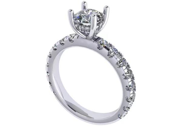6x6mm 14k Solid Gold Jewellery , 24pcs 1.44ct Natural Diamond Engagement Ring