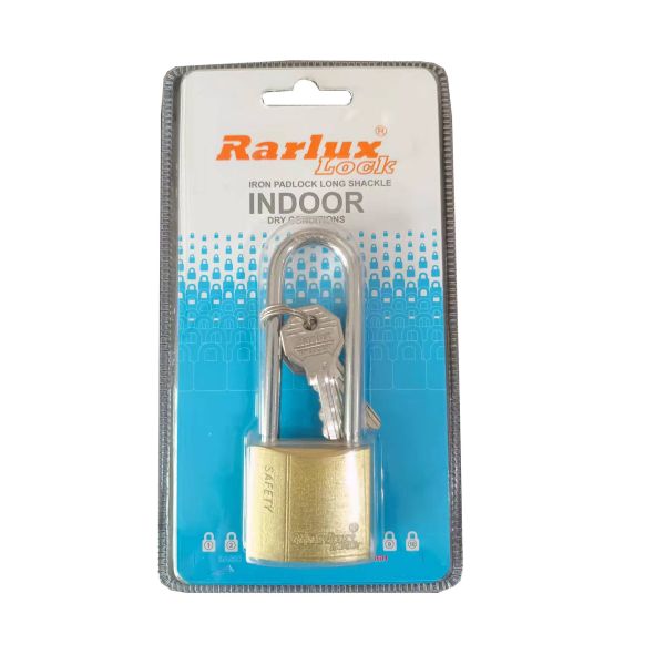 Rarlux All Size New Product Hot Sale Long Shackle Iron Padlock with Brass Painted