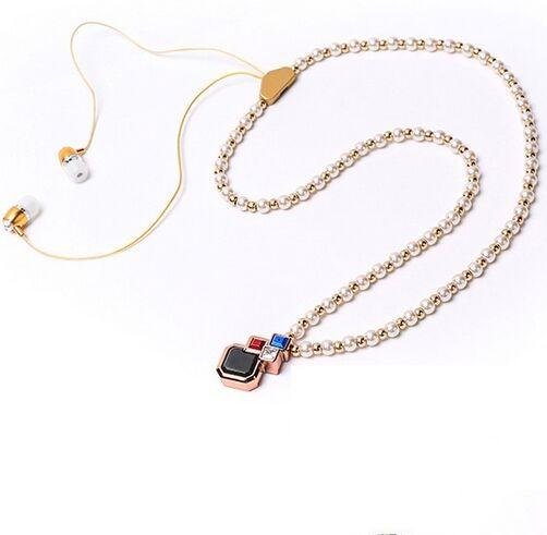 Fashion Creative Pearl Necklace Bluetooth Headphone Earphone for Girls MH-01