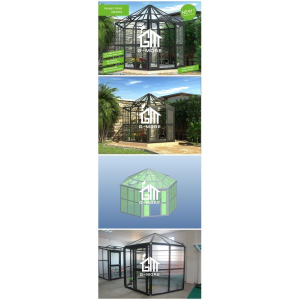 Aluminum Greenhouse-Hexagon Series-320 X 283 X 275CM-Dark Grey Color- PC or Glass