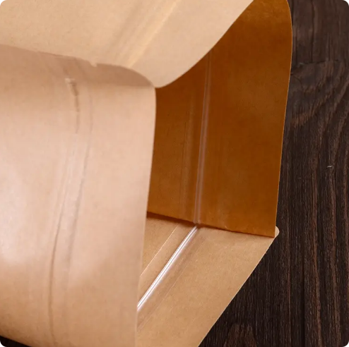 Eco Friendly Kraft Paper Stand Up Pouches Food Grade Resealable Clear Window Storage Bags for Snacks Coffee Home Kitchen