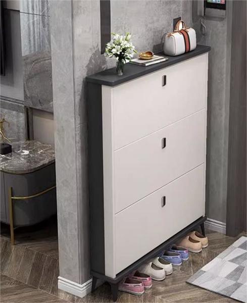 Solid Wood Italian-Style Ultra-Thin Tipping Shoe Storage Cabinet For Home Entrance, Home Exterior Door, Elevator Aisle