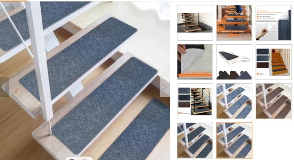8 X 30 Grey Non Slip Stair Mats Self Adhesive Indoor