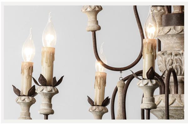 Wood and brushed nickel chandelier for Kitchen Bedroom (WH-CI-55)