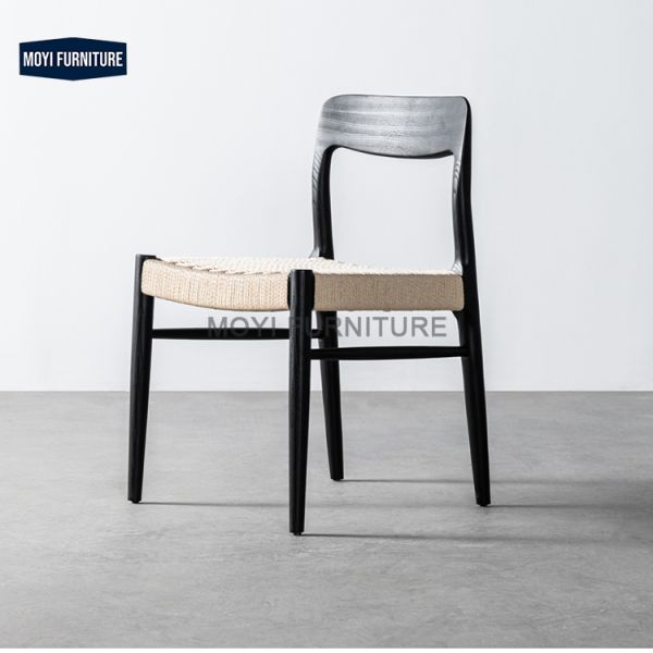 Solid Oak Dining Chair with Rope Design Modern and Traditional Home Furniture for Kitchen Hotel and School for Home Use
