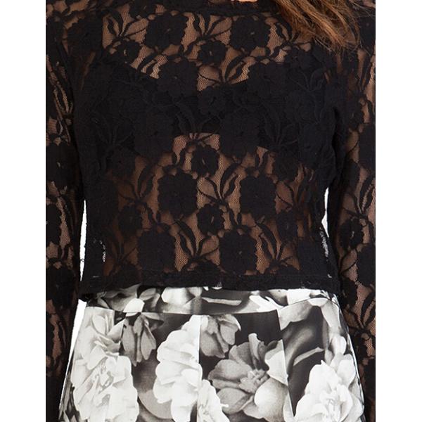 Women Long Sleeved Lace Top Blouse