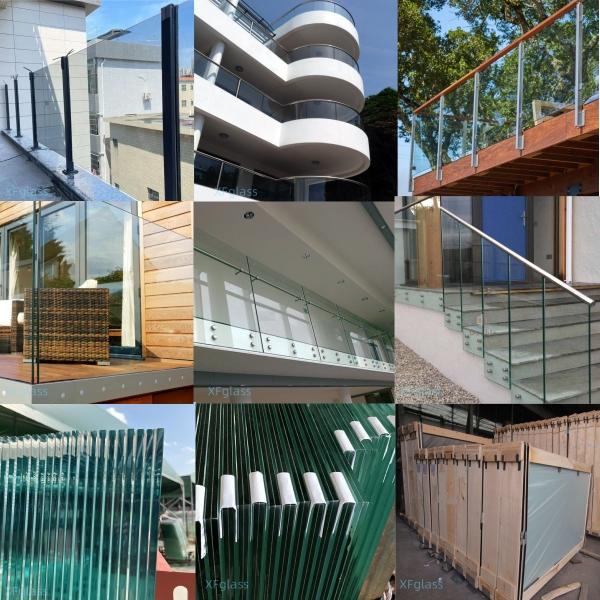 Barandillas de vidrio templado sin marco de 12 mm Barandillas de balcón de vidrio de aluminio Barandillas de techo de vidrio de alta resistencia Barandillas de vidrio sin marco Balaustrada de vidrio para escaleras