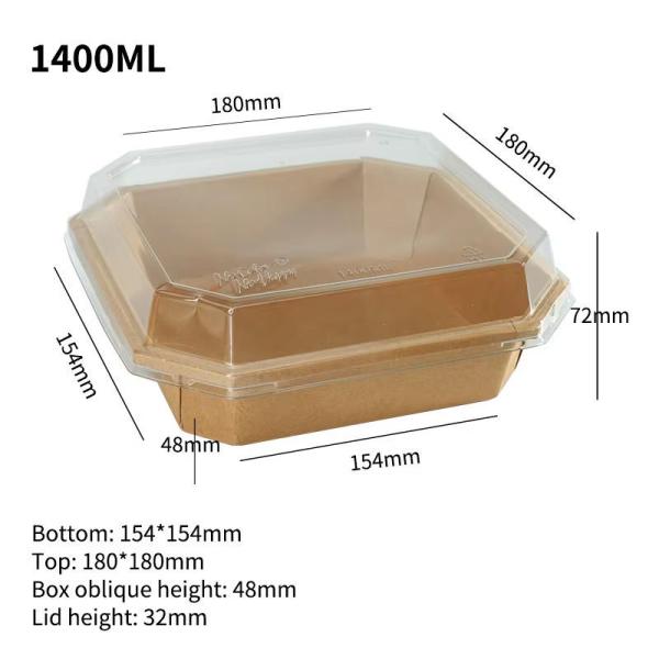 Custom Printer Kraft Paper Oval Bowls Paper Disposable Bowls 26oz Paper Kraft Bowls With Lids