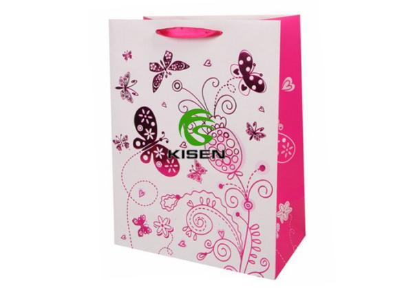 Creative Cosmetic Paper Bag , Embossing Gold Foil Recycled Paper Grocery Bags