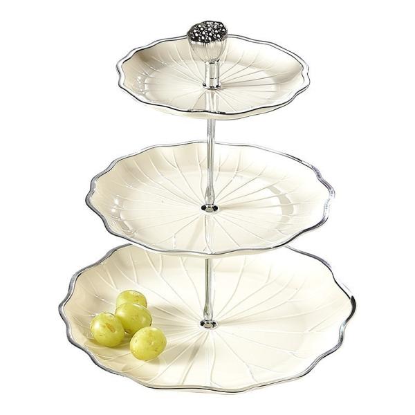 10-Inch White Ceramic Plate 3-Layer Disposable Plates Tableware for Valentine's Day Easter