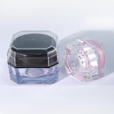 Octagonal Shape Plastic Double Wall Jars 5g 15g Transparent Cream Jar For Cosmetic Packaging Needs