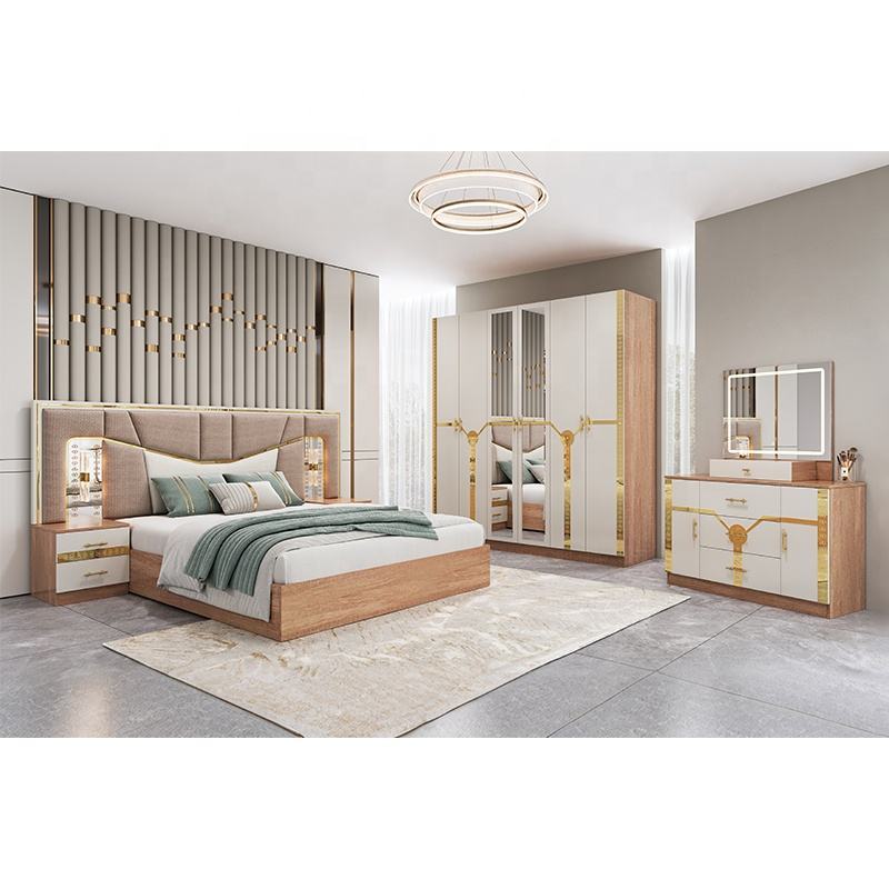 Meuble De Chambre Modern Bedroom Furniture Set king Size Bed Wooden Frame Luxury Home Complete Turkish Furniture Bedroom Sets