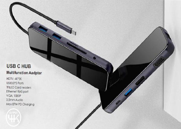 TYPE C USBX3 HDTV X2 RJ45 VGA 3.5mm Audio HDMI AOC Cable