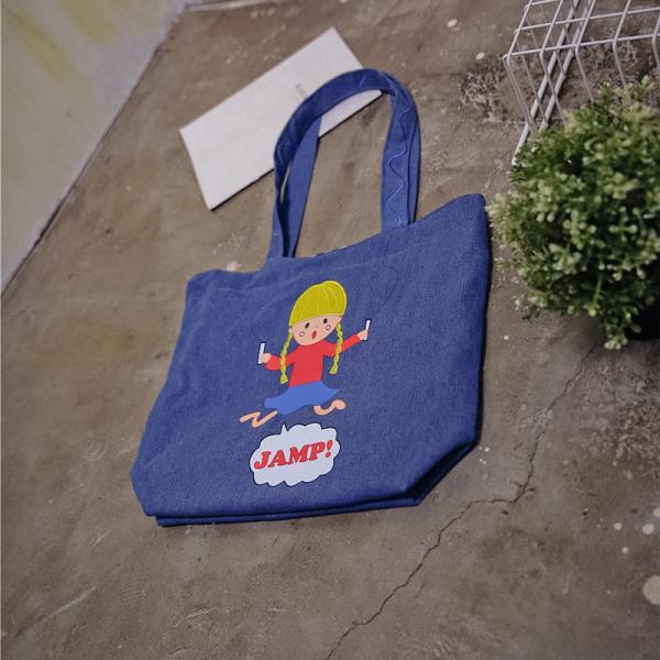 Playful denim shoulder bag printing canvas bag large capacity Meng Mei casual female