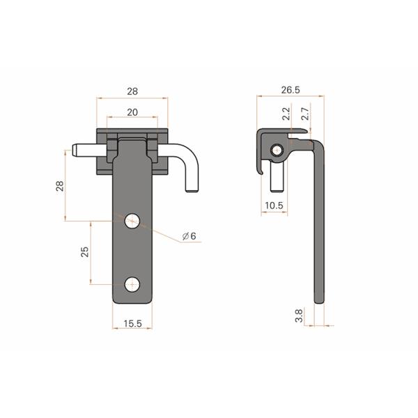 Panel Cabinet Zinc Alloy Die-Casting Door Black Pin Hinge Metal Hinge