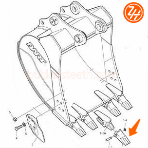Wear Resistant DH420 Excavator Bucket Tiger Teeth , 2713-1236TL Excavator Tooth Point