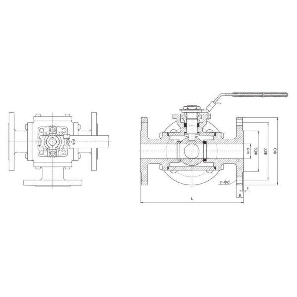 API нержавеющая сталь SS304/316 3-сторонний фланцевый шаровой клапан с возможностью первоначальной оплаты