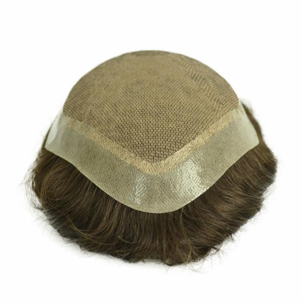 1B Natural Color Human Remy Hair Non Surgical Hair Replacement Toupee for Men